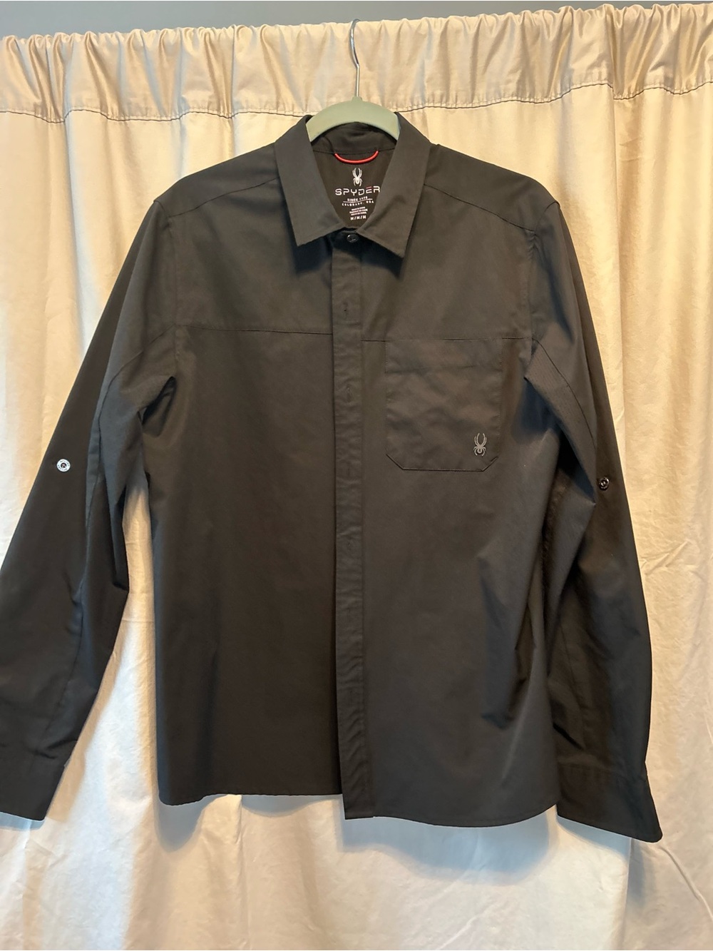 Spyder Men's Black Long Sleeve Button-Down Shirt with Pocket